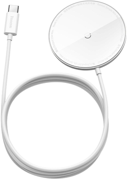 Ładowarka indukcyjna Baseus Simple Mini Magnetic Wireless Charger 15W USB-C Cable 1.5 m White (WXJK-F02)