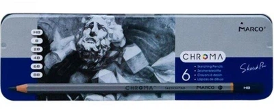 Набір олівців графітних Marco Chroma 6шт в металевому пеналі (8015-6TN)