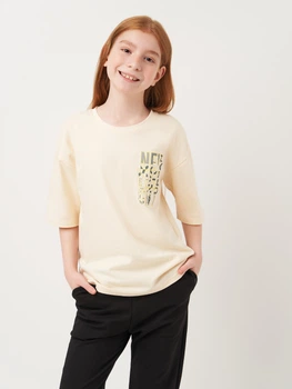 Дитяча футболка оверсайз для дівчинки Smile Time Oversize New Urban LL38-02-0-2 122 см Молочна (st_2000000171548)