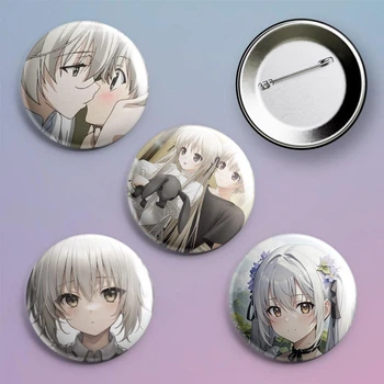 Закатные значки аниме Связанные небом Yosuga no Sora металлический на булавке 56 мм 4 штуки в комплекте