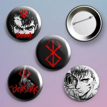 Закатные значки аниме Берсерк Berserk металлический на булавке 56 мм 4 штуки в комплекте