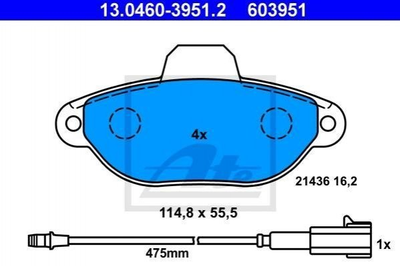 Тормозные колодки ATE 13046039512 Fiat Punto 5892736, 71737178