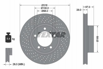 Тормозные диски TEXTAR 92100005 Porsche 911 99635140601, 99635140602, 99635140600