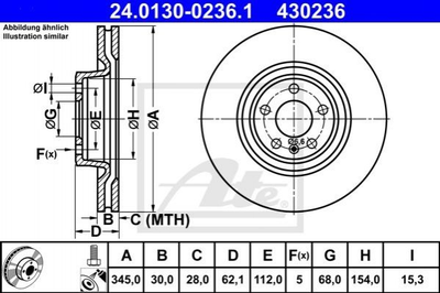 Тормозные диски ATE 24013002361 Audi Allroad 4G0615301B