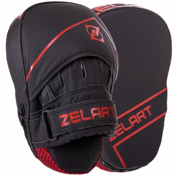 Лапа Изогнутая для бокса и единоборств 2шт 25x18x5см Кожа Zelart черный-красный VL-3148