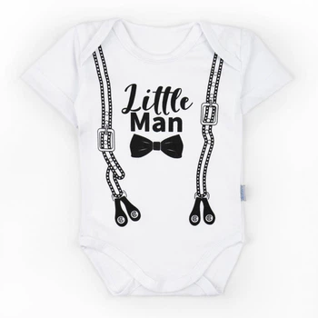 Боди для мальчика с принтом Little Man рост 62 (1 - 3 месяца) Malena Белый