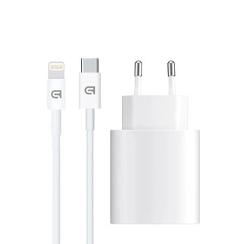 Зарядний пристрій для смартфона та планшета, AMHJ83 20W White USB-C Power Adapter з кабелем USB-C to Lightning в комплекті, підтримка Power Delivery та Quick Charge 3.0, швидка зарядка для iPhone та iPad, ArmorStandart (ARM77724)