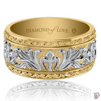 Обручальное кольцо DIAMOND of LOVE "Долина грез: Магия слова" мужское в желтом и белом золоте, 20,5р