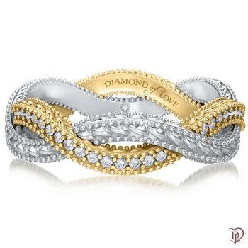 Обручку DIAMOND of LOVE "Загадки Галактики: Золотий перетин" в білому і жовтому золоті з діамантами, 16,5 р