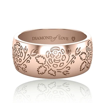 Обручку DIAMOND of LOVE "Рушник: Троянда" в рожевому золоті, 17,5 р