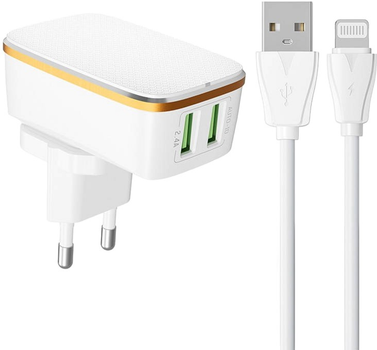 Ładowarka sieciowa Ldnio 2 x USB + kabel Lightning (A2204 Lightning)