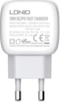 Мережевий зарядний пристрій Ldnio USB-C 20 W + кабель USB-C - USB-C (A2313C Type-C-Type-C)