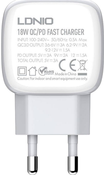 Мережевий зарядний пристрій Ldnio USB - USB-C 20W + кабель USB - Lightning (A2313C Lightning)