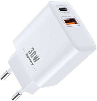 Мережевий зарядний пристрій Remax USB - USB-C 30 W White (6954851253655)
