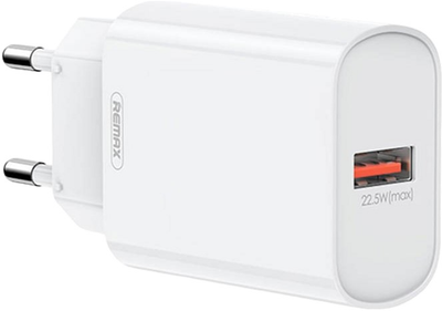 Мережевий зарядний пристрій Remax USB 22.5 W White (6954851228103)