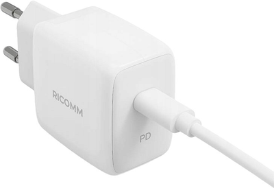 Мережевий зарядний пристрій Ricomm USB-C 25 W + кабель USB-C 2.1 м (RC251 EU)