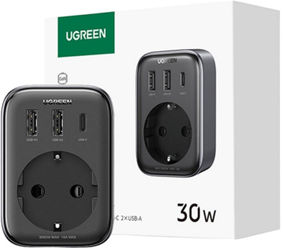 Подовжувач Ugreen EU 30 W Black (6957303896134)