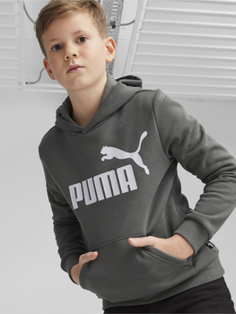 Підліткове тепле худі на флісі для хлопчика Puma Ess Big Logo Hoodie Fl B 58696560 164 см Темно-сіре (4099685595914)