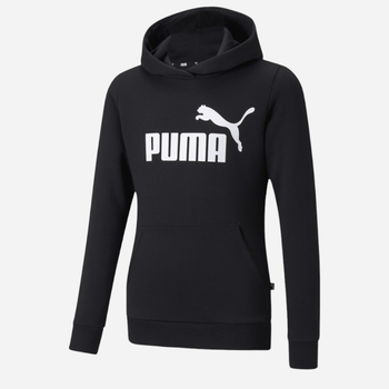 Dziewczęca bluza z kapturem ocieplana Puma Ess Logo Hoodie Fl G 587031-01 110 cm Czarna (4063697161337)