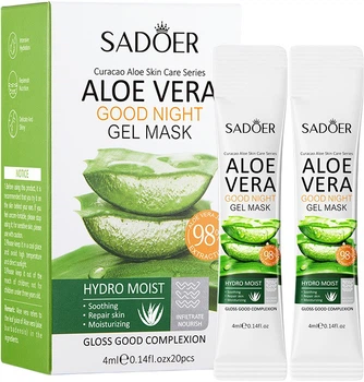 Нічна маска для обличчя Sadoer Aloe Vera Good Night Gel Mask з алое вера 20 шт по 4 мл (6973098894001/6926923601114)