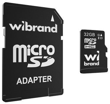 Карта памяти Wibrand microSDHC 32GB Class 10 UHS-I U1 + SD адаптер (WICDHU1/32GB-A)