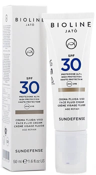 Сонцезахисний крем-флюїд для обличчя, що омолоджує, - Bioline Jato Sundefense Higt Protection Face Fluid Cream-Age SPF30 50ml