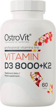 Suplement diety OstroVit Witamina D3 8000 + K2 60 tabletek (5903933903064)