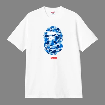 Футболка унисекс с акварельным рисунком Supreme размер S белого цвета