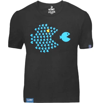 Футболка KLOST School Of Fish Black хлопковая с принтом для рыбалки S