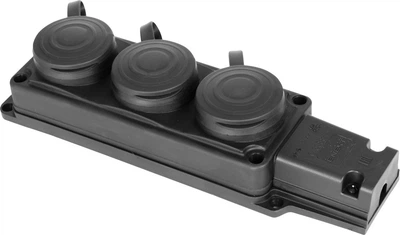 Розетка тройная с защитной крышкой каучуковая e.socket.rubber.029.3.16, с з/к, 16А(s9100027)