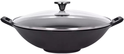 Patelnia wok z pokrywką Duka Bjorn czarny żeliwo 30 cm (5901912174733)