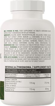Suplement diety OstroVit Piperine 30 MAX 90 tabletek (5903933903149)
