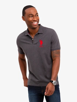 Поло довге чоловіче U.S. Polo Assn 113044-8800A(Heather Dark Gray) M Темно-сіре (786667134202)