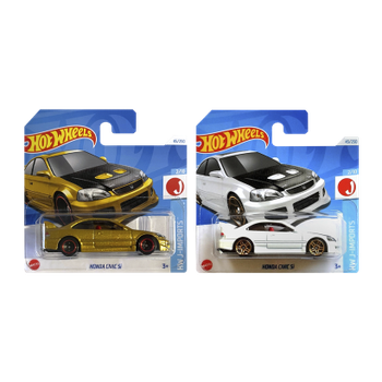 Набір Машинка Базова Hot Wheels Honda Civic Si J-Imports 1:64 HTC41 Gold + Машинка Базова White