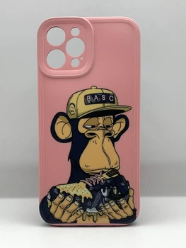 Чохол з принтом NFT мавпи для Apple iPhone 12 Pro Max рожевий