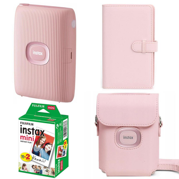 Подарунковий набір до фотопринтера Fujifilm Instax Mini Link2 Soft Pink / Чохол рожевий / Фотоальбом рожевий на 108 знімків/Фотопапір (2 картриджі х 10 знімків)