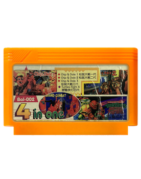 Сборник Игр RMC Famicom Dendy 4 in 1 Chip and Dale 1, 2, 3, TMNT Tournament Fighters (4) 90х Английская Версия Только Картридж Б/У