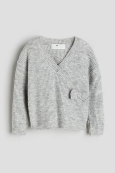 Свитер с запахом светло-серый меланж H&M 134-140см (400097544)