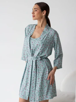Халат женский BARWA garments 0099 S Бирюза в мелкий цветочек (2110000991845)