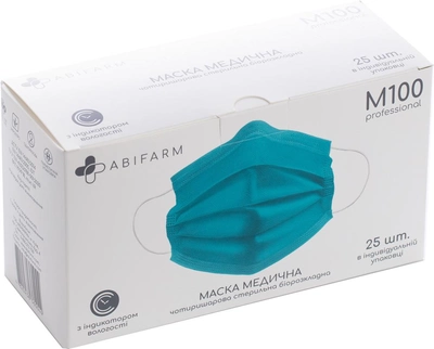 Медицинские маски Abifarm M100 с индикатором влажности, 4-слойные, стерильные, 25 шт (1М1001) (4820238360044)