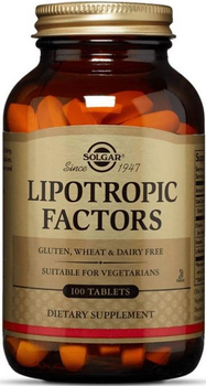 Жироспалювач Solgar Lipotropic Factors 100 таблеток (Ліпотропні фактори )