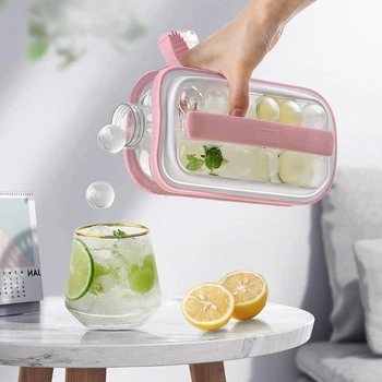 Силиконовая форма для льда на 17 шариков ICE CUBE TRAY Переносная бутылка для льда 27,3x11,4x5,8 см Розовая