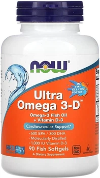 Омега 3 NOW Food Ultra Omega 3-D 90 гел капс