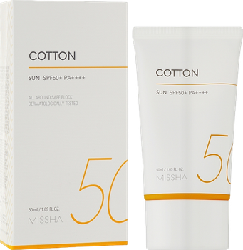 Krem do opalania Missha All Around Safe Block Cotton Sun SPF50 PA++++ 50 ml (8809747942138)