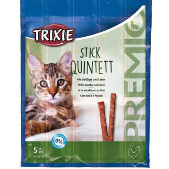 Лакомство для котов Premio Stick Quintet с домашней птицей и печенью 5 шт по 5 гр Trixie 42724