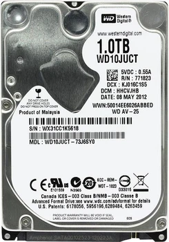 Жесткий диск HDD 2.5" SATA 1.0TB WD AV-25 16MB 5400rpm (_WD10JUCT_)