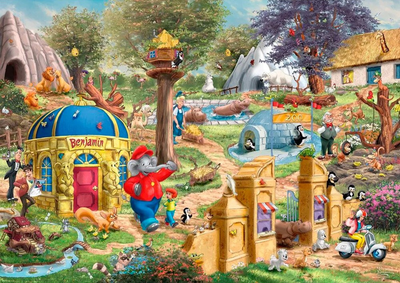 Puzzle Schmidt Thomas Kinkade Studios Benjamin Blumchen One Day at the Zoo 69.3 x 49.3 cm 1000 elementów (4001504584238)