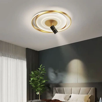 Потолочная люстра LED Light House LNF-17458 75W GD+WT бело-золотая со спотом (цоколь GU10) круглой формы