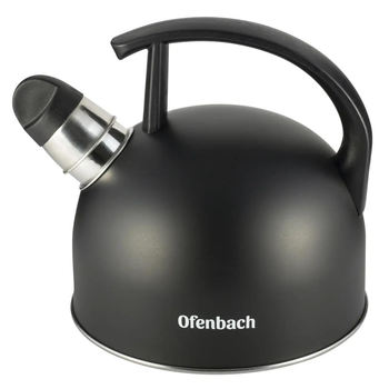 Чайник из нержавеющей стали Ofenbach KM-100304 1,5 л со свистком и нейлоновой ручкой для индукции и газа черный (33-84-100304)