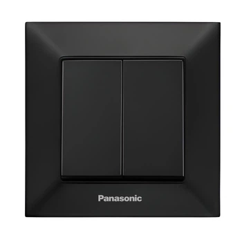 Выключатель Panasonic Arkedia Slim двухклавишный Черный быстрый монтаж (WNTC0109-2BL)